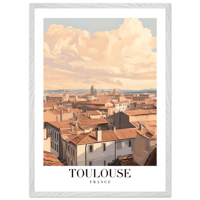 Toulouse France Framed Poster – Vintage Sunset Cityscape Wall Art with Wooden Frame - Vibrantwalls