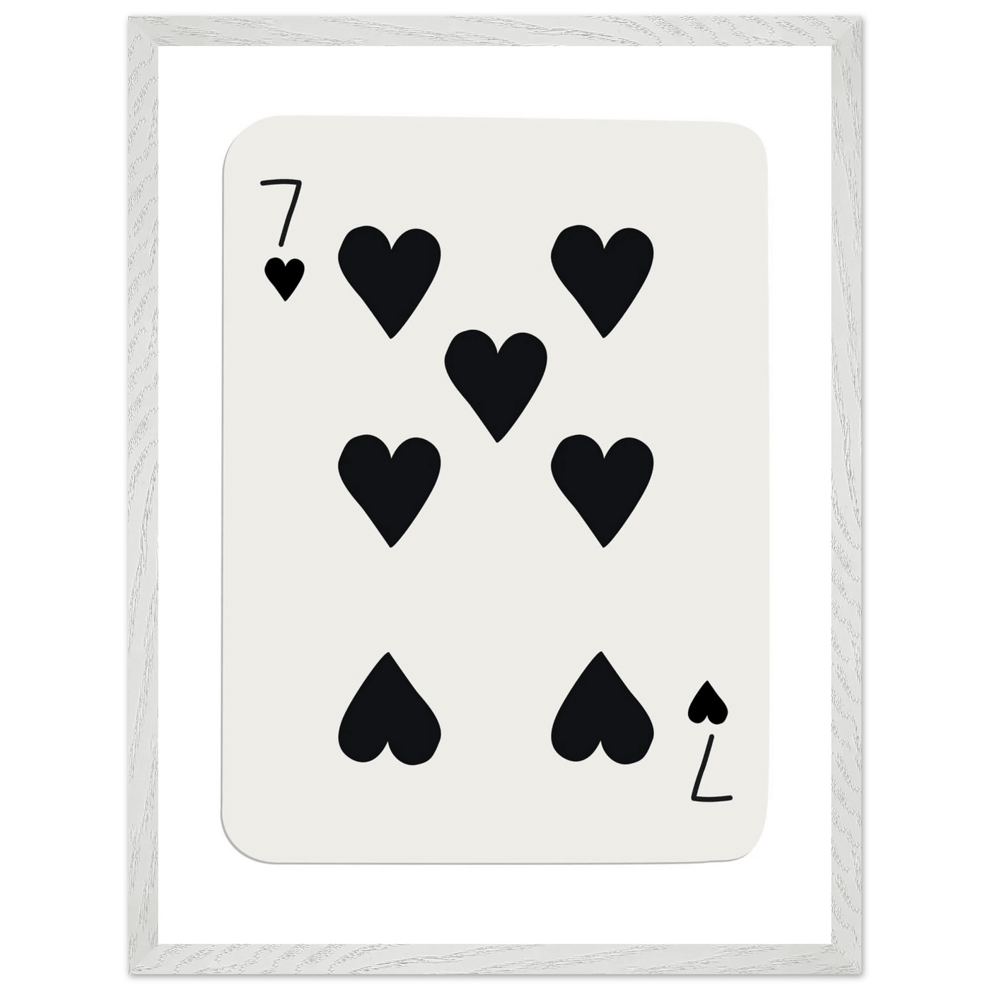 Seven of Hearts - Modern Poker Card Print Art - Eco-Friendly Wood Framed Poster, in your choice of elegant frames - Vibrantwalls