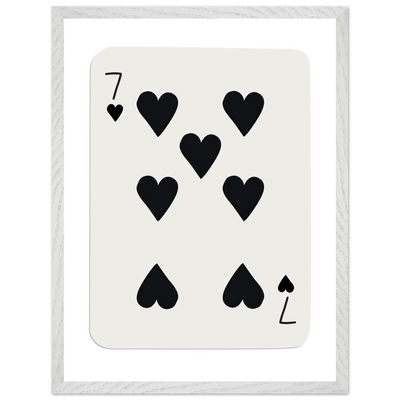 Seven of Hearts - Modern Poker Card Print Art - Eco-Friendly Wood Framed Poster, in your choice of elegant frames - Vibrantwalls