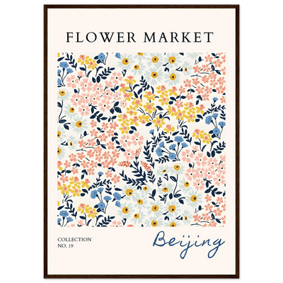 Flower Market Beijing Framed Poster – Whimsical Floral Art Print in Pastel Hues | Ready-to-Hang Wall Decor - Vibrantwalls