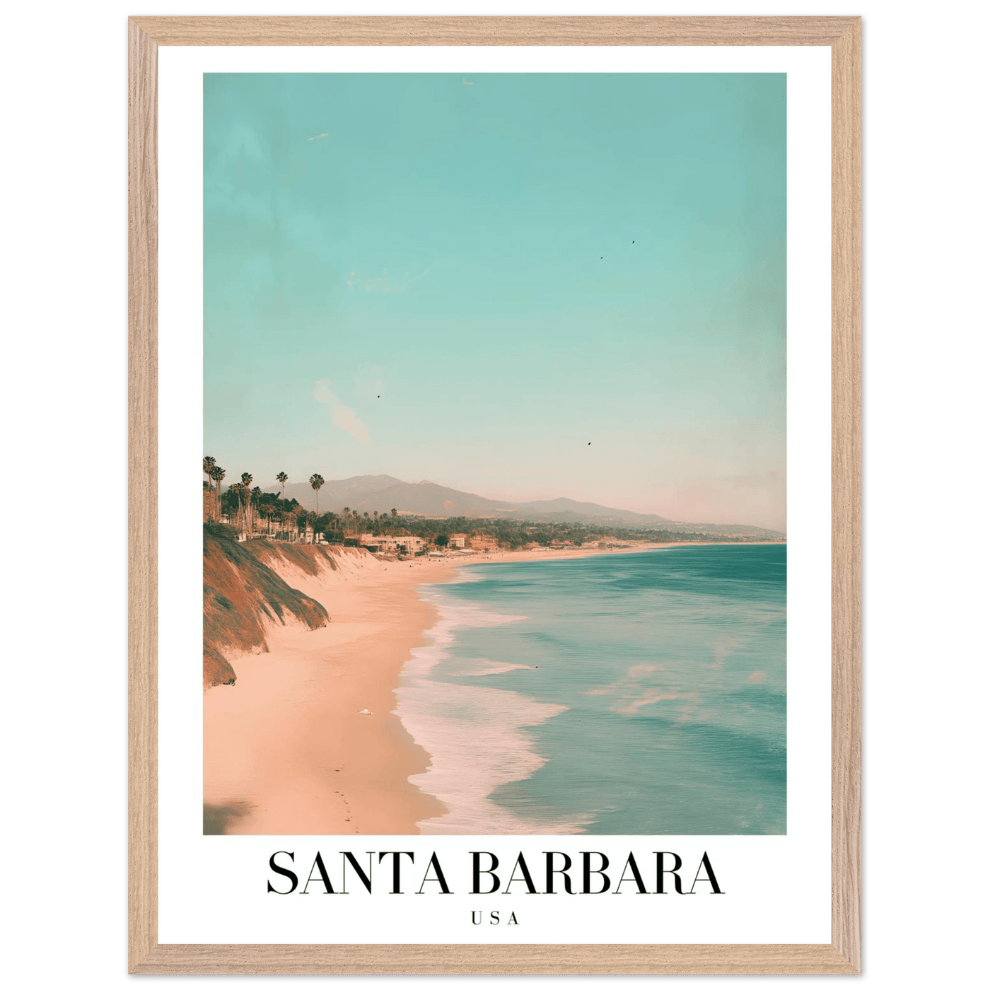 Santa Barbara USA Framed Poster – Pastel Beach Travel Wall Art in Your Choice of Frame - Vibrantwalls