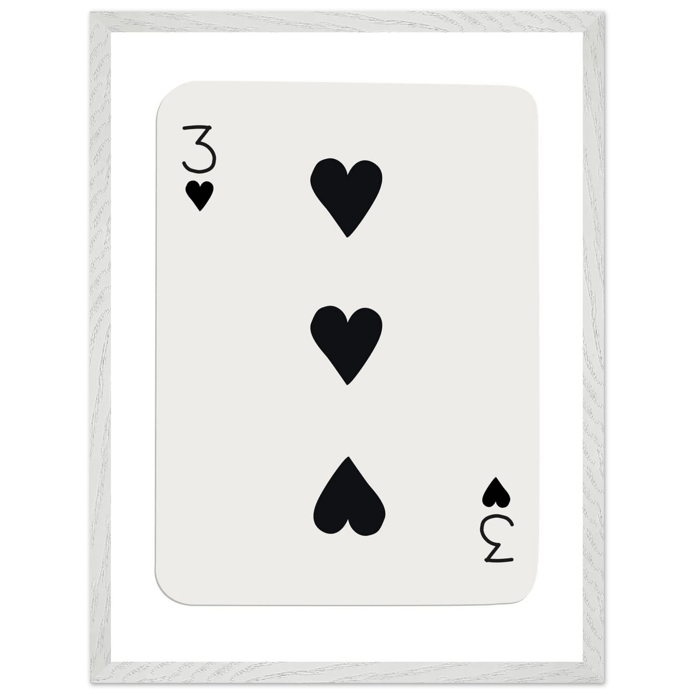 Three of Hearts Poker Card Print - Eco-Friendly Framed Poster Art, Available in Multiple Sizes & Frame Finishes - Vibrantwalls