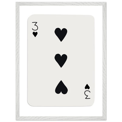Three of Hearts Poker Card Print - Eco-Friendly Framed Poster Art, Available in Multiple Sizes & Frame Finishes - Vibrantwalls