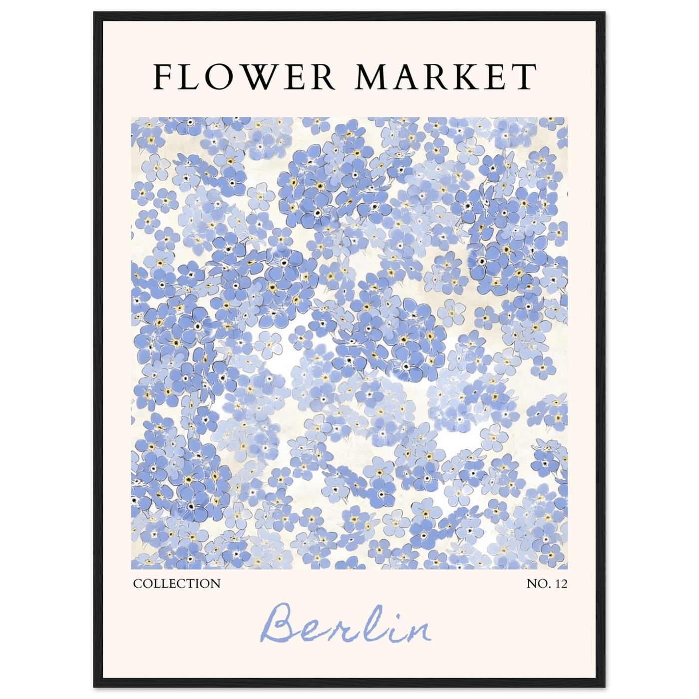 Forget-Me-Not Bloom Framed Poster – Gentle Blue Floral Art Print | Berlin Collection | Ready-to-Hang Wall Art - Vibrantwalls
