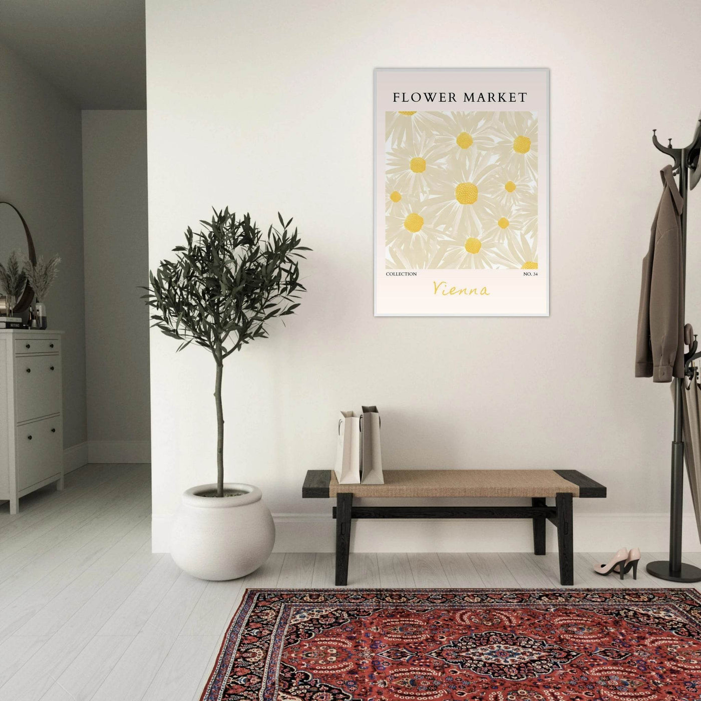 Flower Market Vienna Collection Framed Poster – Daisy Bloom Art Print | Ready-to-Hang Floral Decor - Vibrantwalls