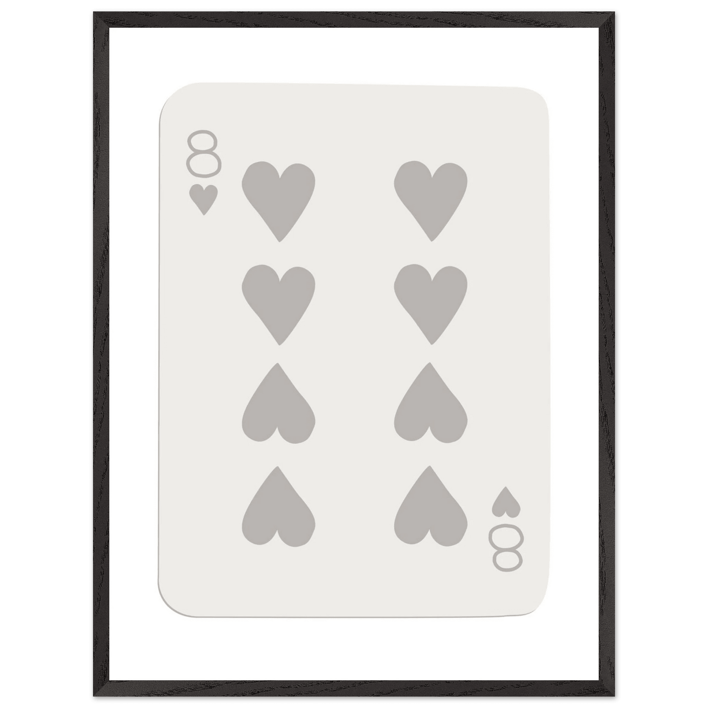 Minimalist Eight of Hearts Poker Card Print - Mounted Framed Eco-Friendly Wood Art - Vibrantwalls