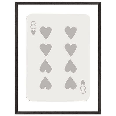 Minimalist Eight of Hearts Poker Card Print - Mounted Framed Eco-Friendly Wood Art - Vibrantwalls