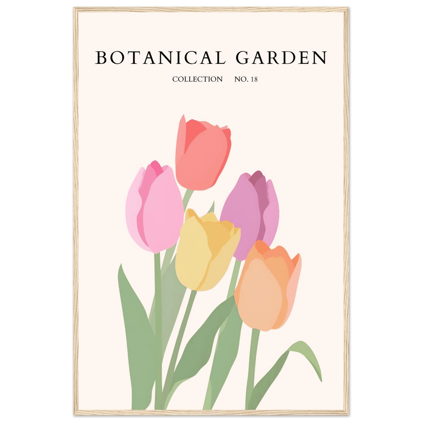 Botanical Garden Tulip Framed Poster – Pastel Bloom Art Print | Ready-to-Hang Floral Decor - Vibrantwalls