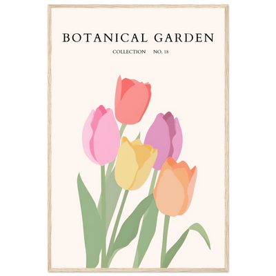 Botanical Garden Tulip Framed Poster – Pastel Bloom Art Print | Ready-to-Hang Floral Decor - Vibrantwalls