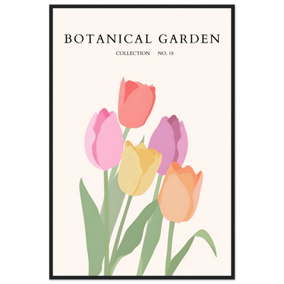 Botanical Garden Tulip Framed Poster – Pastel Bloom Art Print | Ready-to-Hang Floral Decor - Vibrantwalls