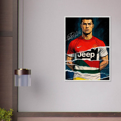 Cristiano Ronaldo Pop Art Mounted Framed Poster – Iconic, Ready to Hang, Eco-Friendly - Vibrantwalls
