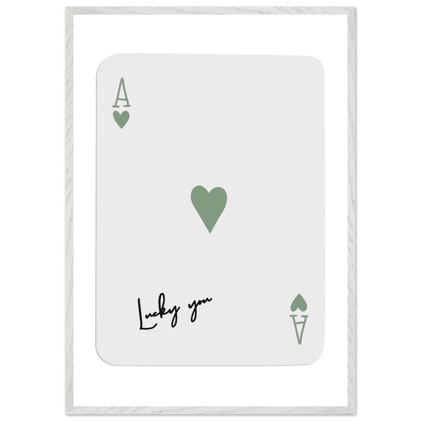 Lucky You Ace of Hearts Poker Card Print - Mounted Framed Poster Art, Eco-Friendly Wood Frame - Vibrantwalls