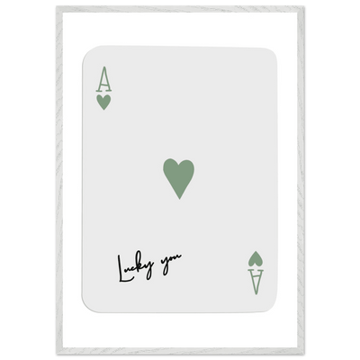Lucky You Ace of Hearts Poker Card Print - Mounted Framed Poster Art, Eco-Friendly Wood Frame - Vibrantwalls