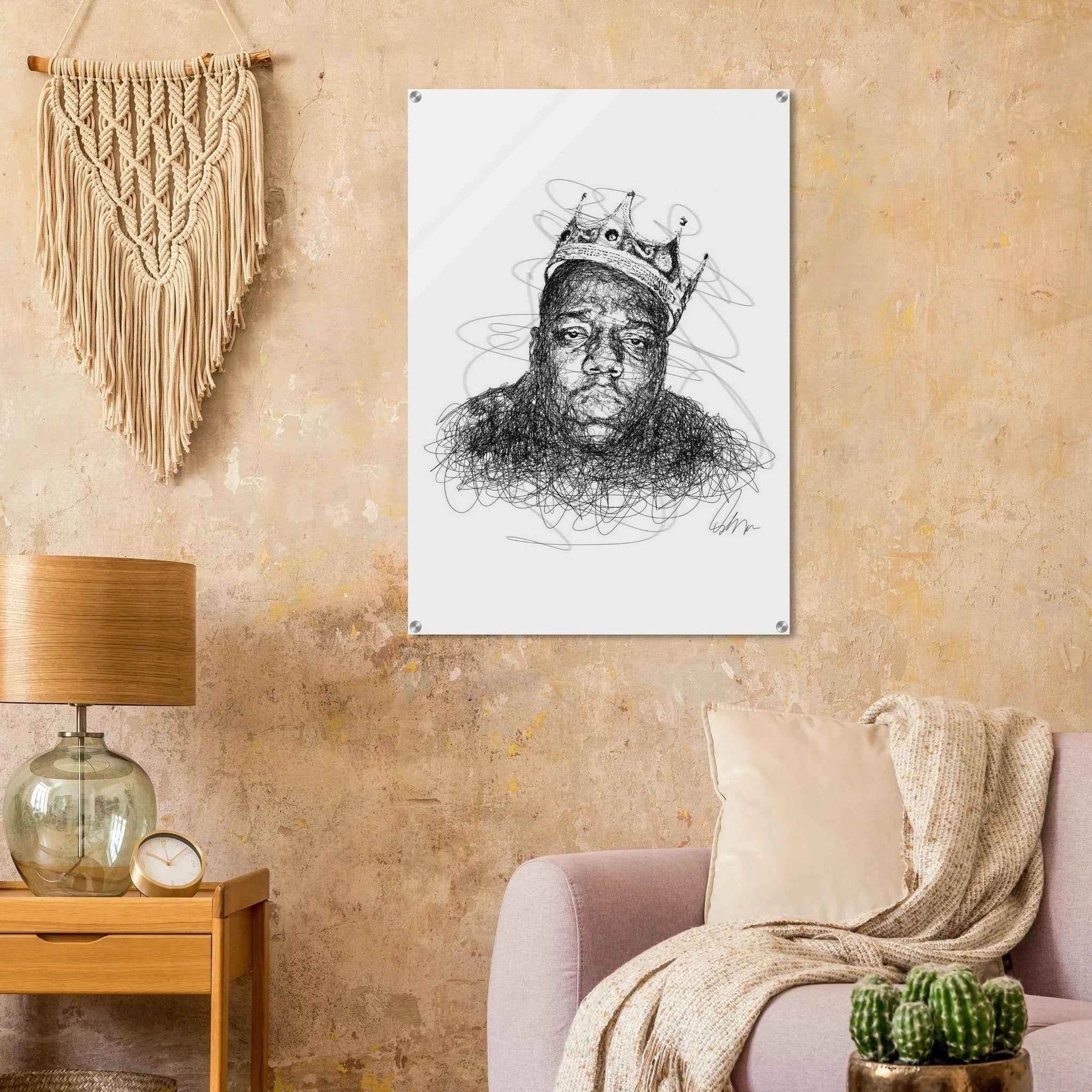 Notorious B.I.G. Scribble Art Acrylic Print – Iconic, Modern, Durable Wall Decor for Any Space - Vibrantwalls