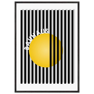 Bauhaus Yellow Circle Wall Art with Modern Stripes - Vibrantwalls