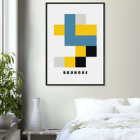 Bauhaus Geometric Abstract Yellow Blue Wall Art - Vibrantwalls