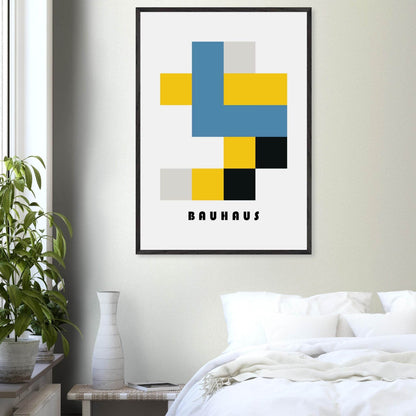 Bauhaus Geometric Abstract Yellow Blue Movement Design Wall Art - Vibrantwalls