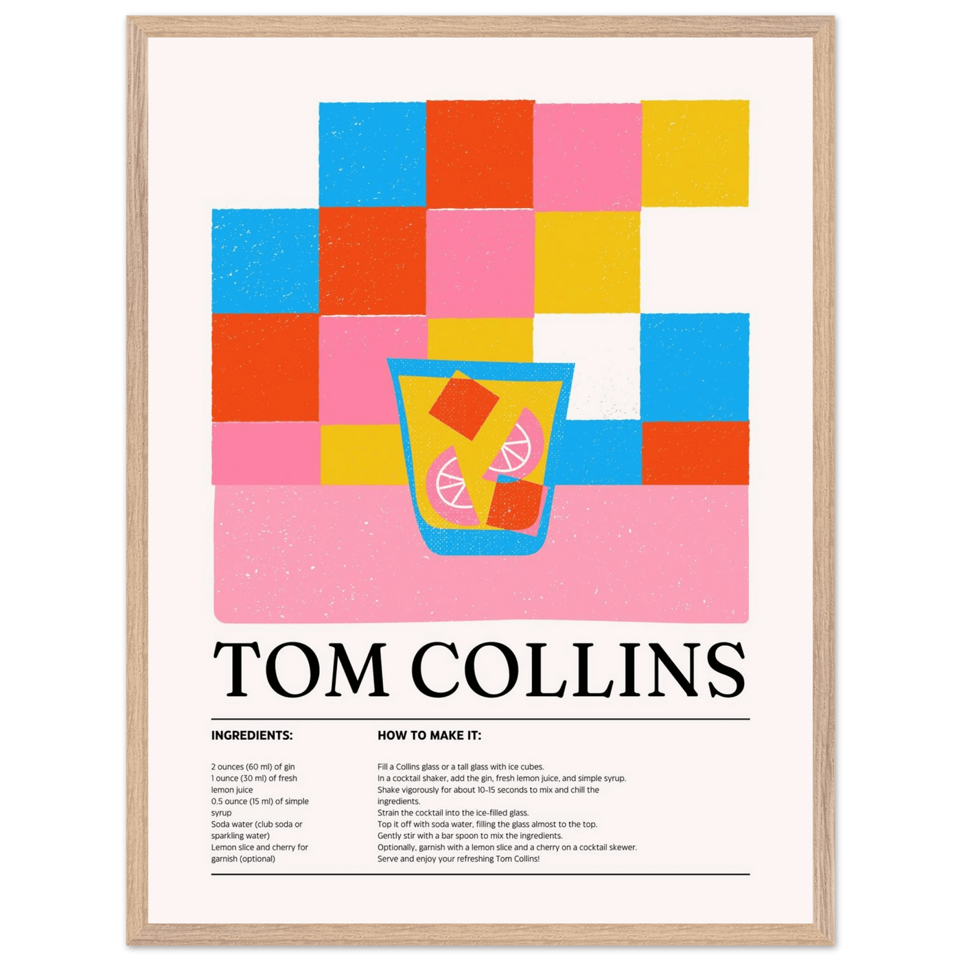 Retro Tom Collins Cocktail Recipe - Vibrantwalls