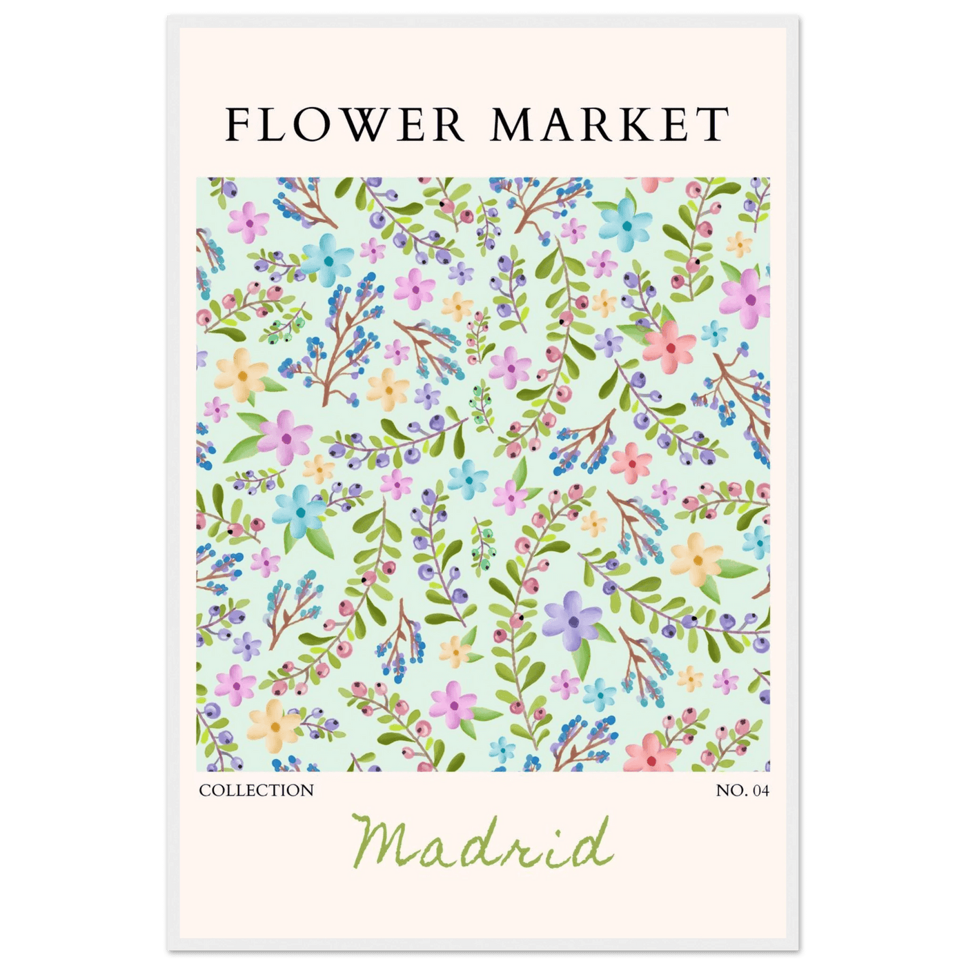 Flower Market Collection Framed Poster – Whimsical Floral & Berry Art Prints | Ready-to-Hang in Various Sizes - Vibrantwalls