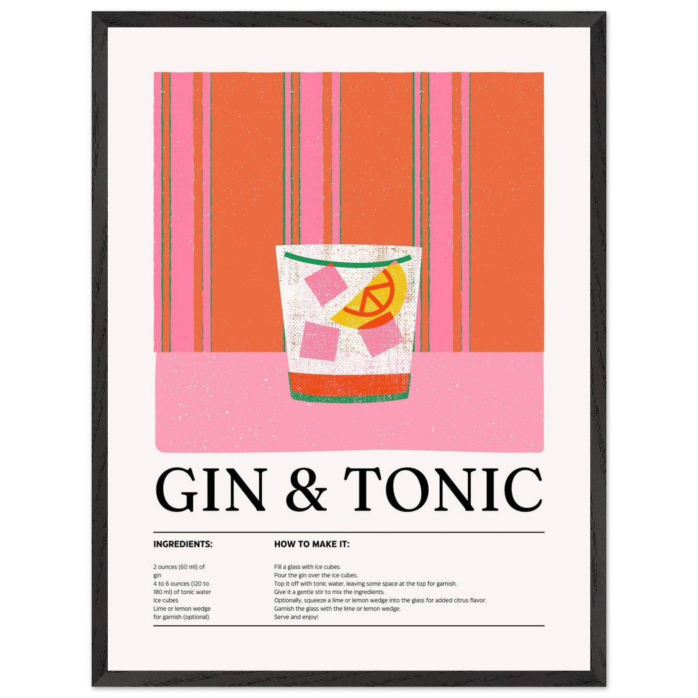 Gin Tonic Cocktail Recipe Minimalist Design Print - Vibrantwalls