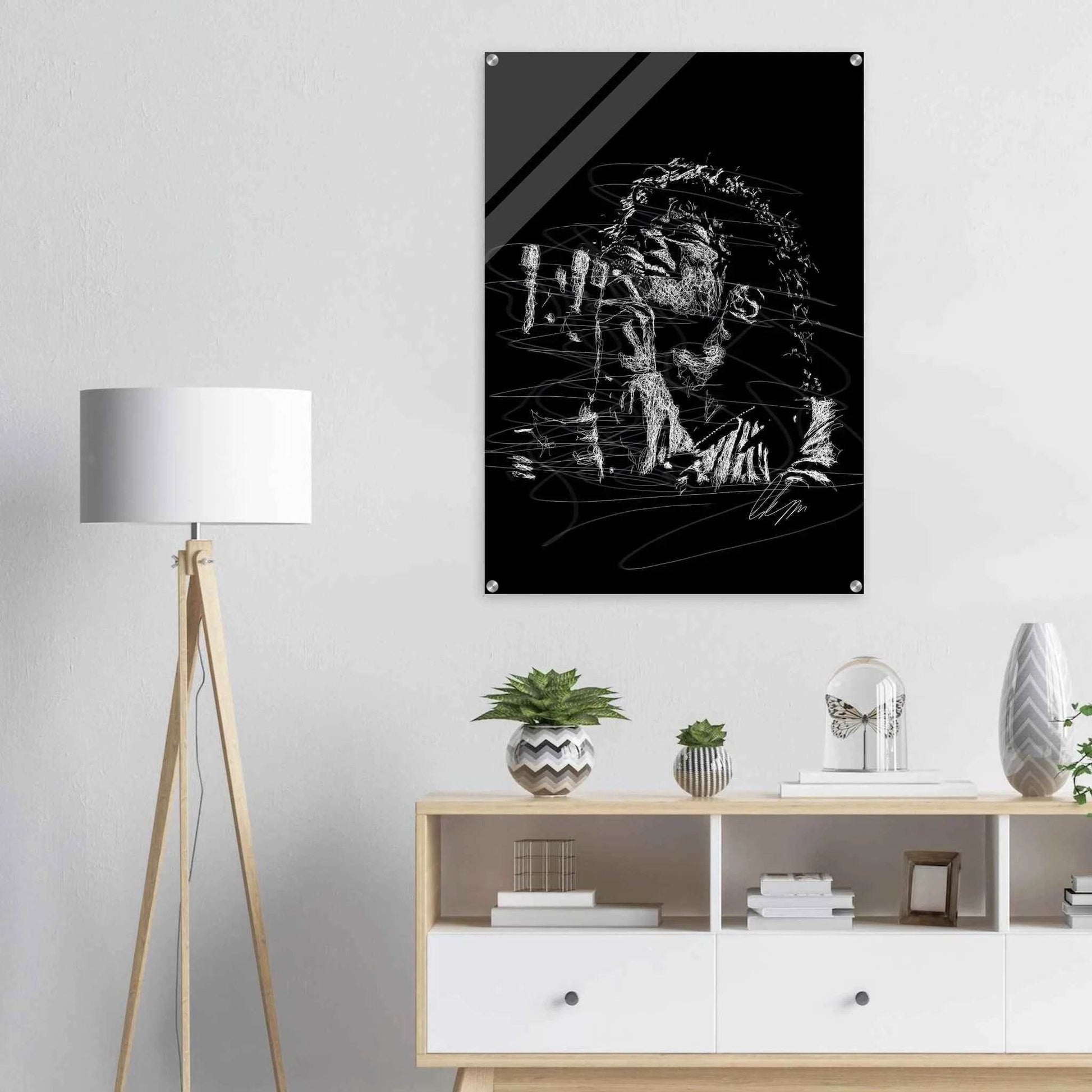 Michael Jackson Acrylic Print - Abstract Black & White Sketch Modern Wall Art in Multiple Sizes - Vibrantwalls