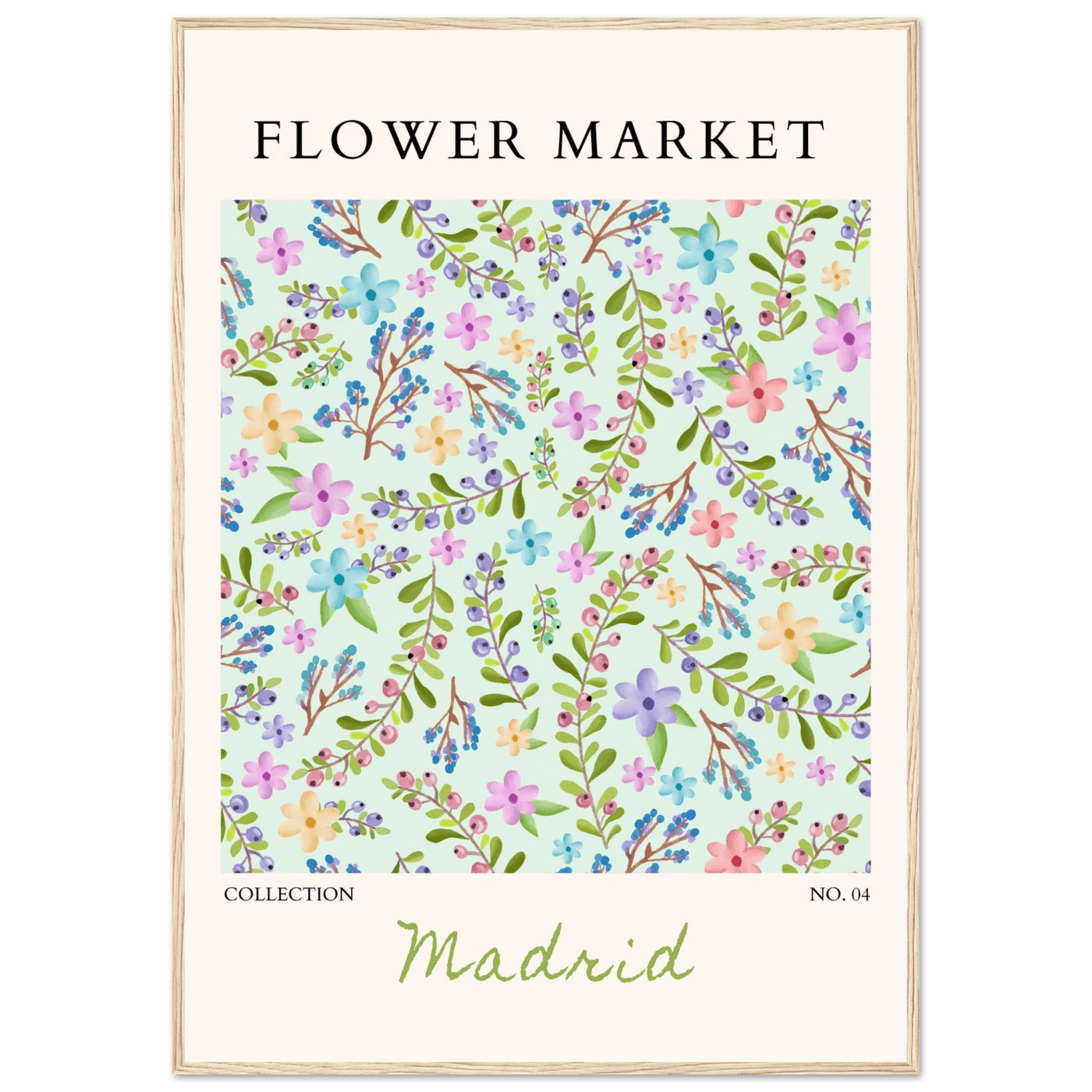 Flower Market Collection Framed Poster – Whimsical Floral & Berry Art Prints | Ready-to-Hang in Various Sizes - Vibrantwalls