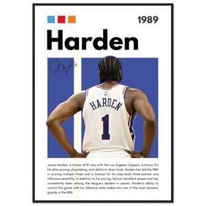 James Harden The Beard Clippers Framed Poster 70x100 cm 28x40″ Black frame Vibrantwalls