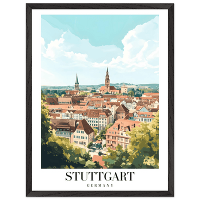 Stuttgart Germany Framed Poster – Vintage European Cityscape Wall Art with Customizable Wooden Frame - Vibrantwalls