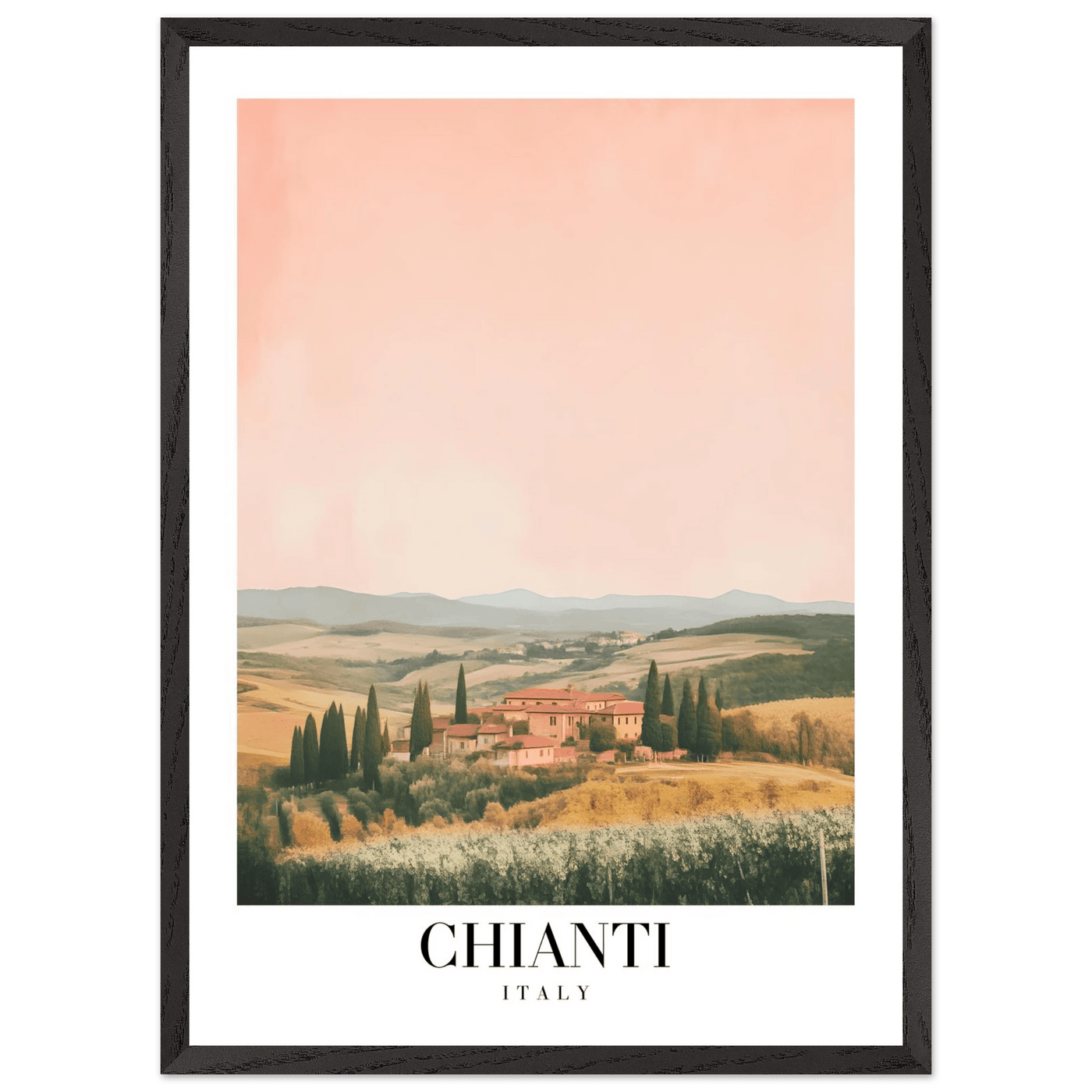 Chianti, Italy Framed Poster – Vintage Tuscan Countryside Wall Art with Customizable Wooden Frame - Vibrantwalls