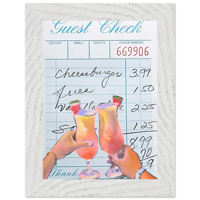 Retro Diner Cocktail "Guest Check" 13x18 cm 5x7″ White frame Not assembled Vibrantwalls