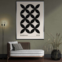 Bauhaus 1919 Black Beige Circles Wall Art - Vibrantwalls