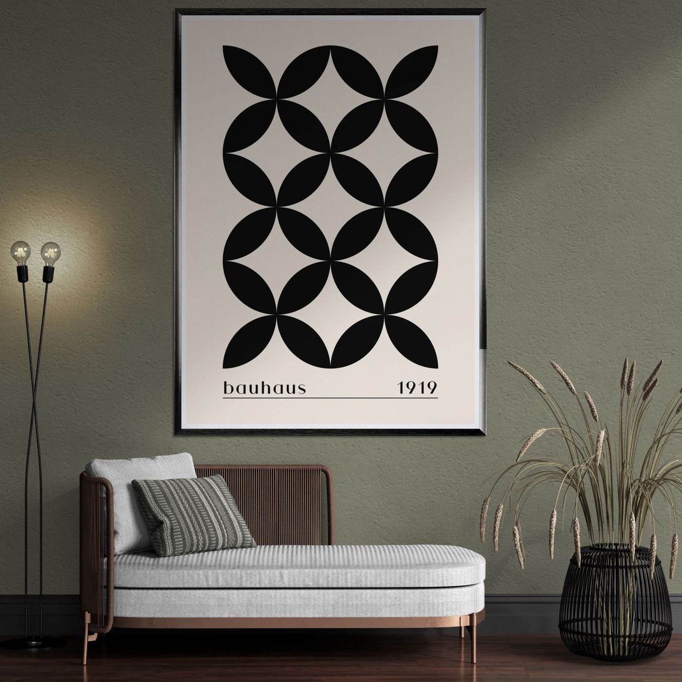 Bauhaus 1919 Black & Beige Circles - Vibrantwalls