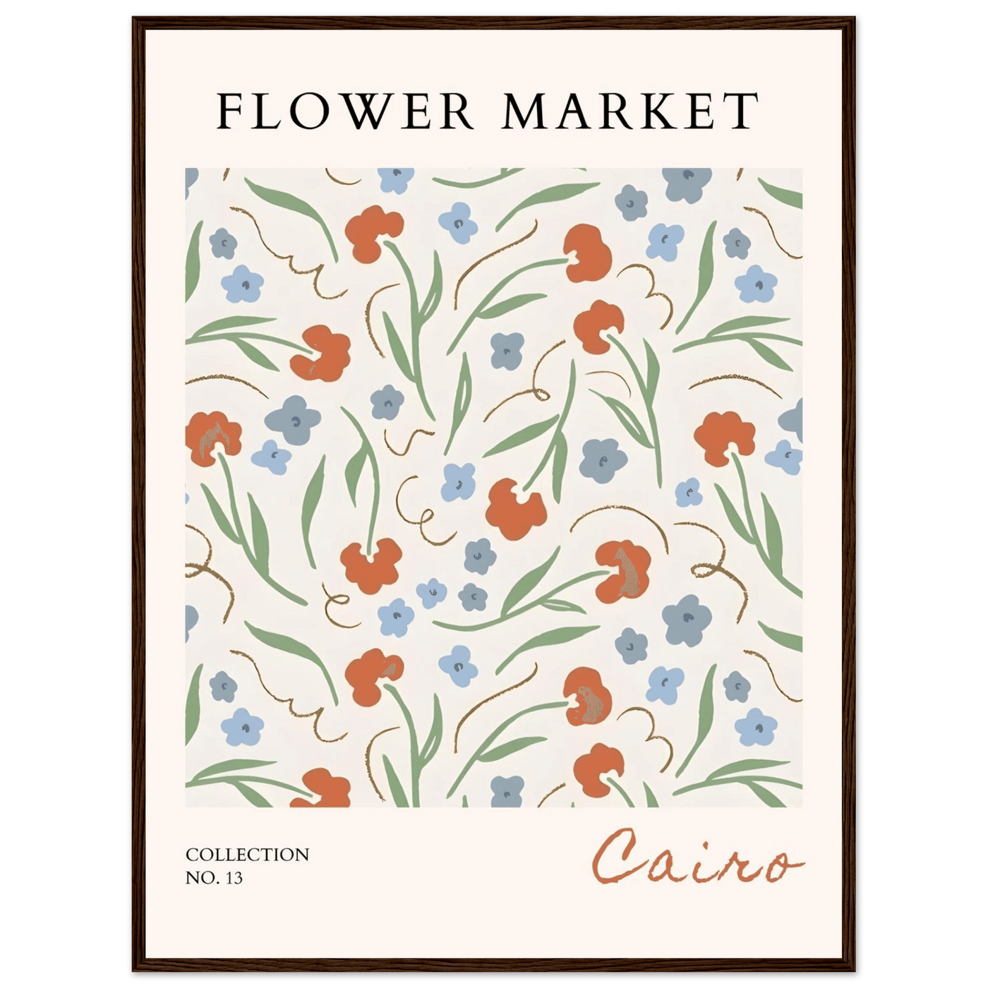 Flower Market Cairo Framed Poster – Abstract Floral Art Print | Earthy Tones & Ready-to-Hang Decor - Vibrantwalls