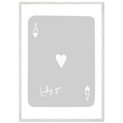 Lucky You Ace of Hearts Poker Card Art Print - Minimalist Framed Poster, Eco-Friendly Wood Frame - Vibrantwalls