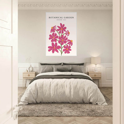 Vibrant Botanical Garden Framed Poster – Pink Cosmos & Abstract Floral Art Print | Ready-to-Hang in Various Sizes - Vibrantwalls
