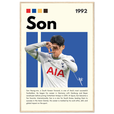Son Heung-min Tottenham Hotspur Framed Football Poster 60x90 cm 24x36″ Wood frame Vibrantwalls
