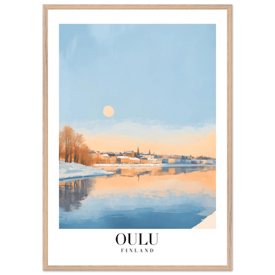 Oulu Finland Framed Poster – Serene Winter Sunset Wall Art with Wooden Frame - Vibrantwalls