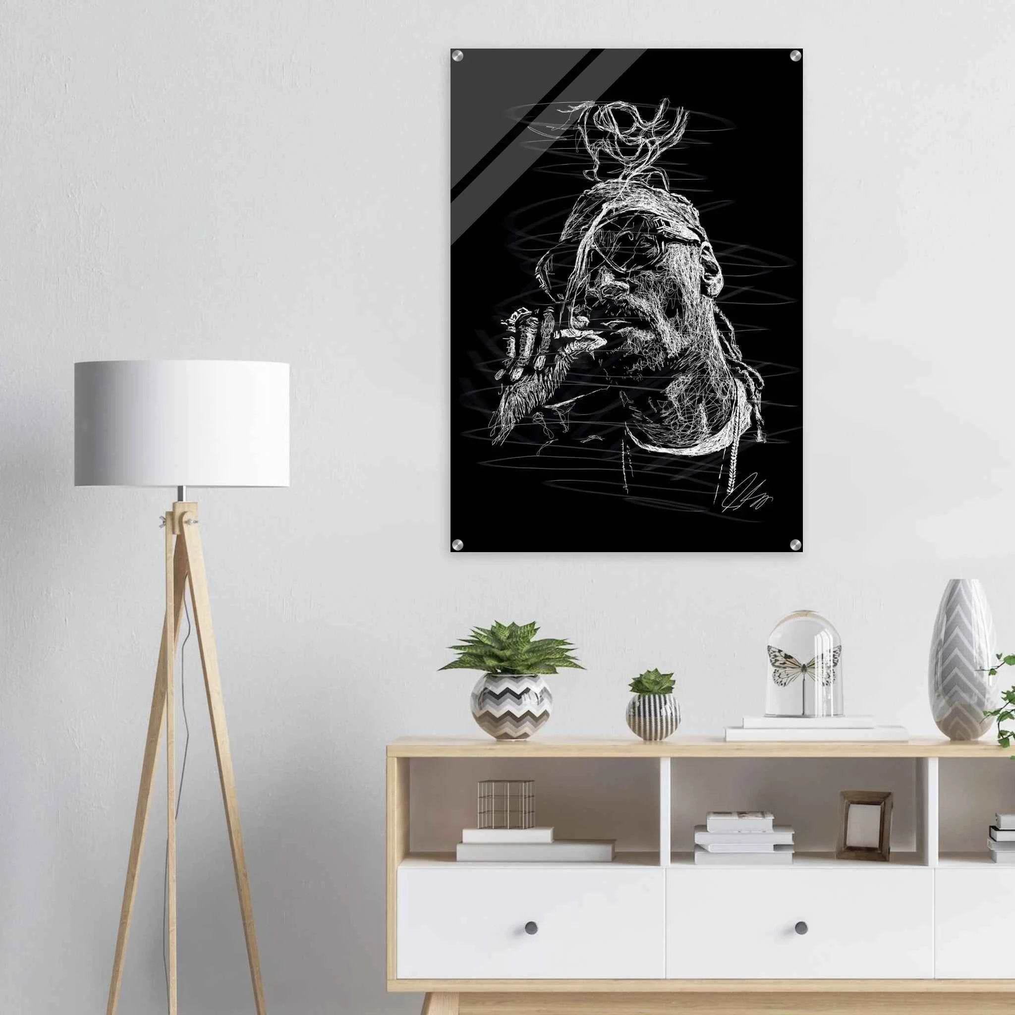 Snoop Dog Acrylic Print - Dynamic Black & White Scribble Art for Stylish Wall Decor - Vibrantwalls