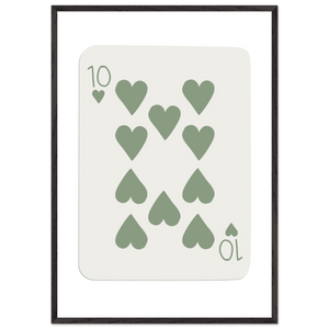 Minimalist Ten of Hearts Poker Card Print - Mounted & Framed Wall Art, Eco-Friendly Wood Frame in Your Choice of Finish - Vibrantwalls