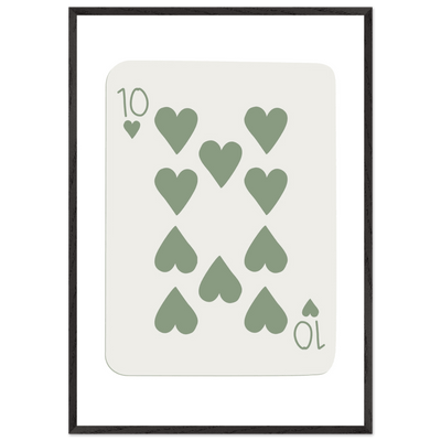 Minimalist Ten of Hearts Poker Card Print - Mounted & Framed Wall Art, Eco-Friendly Wood Frame in Your Choice of Finish - Vibrantwalls
