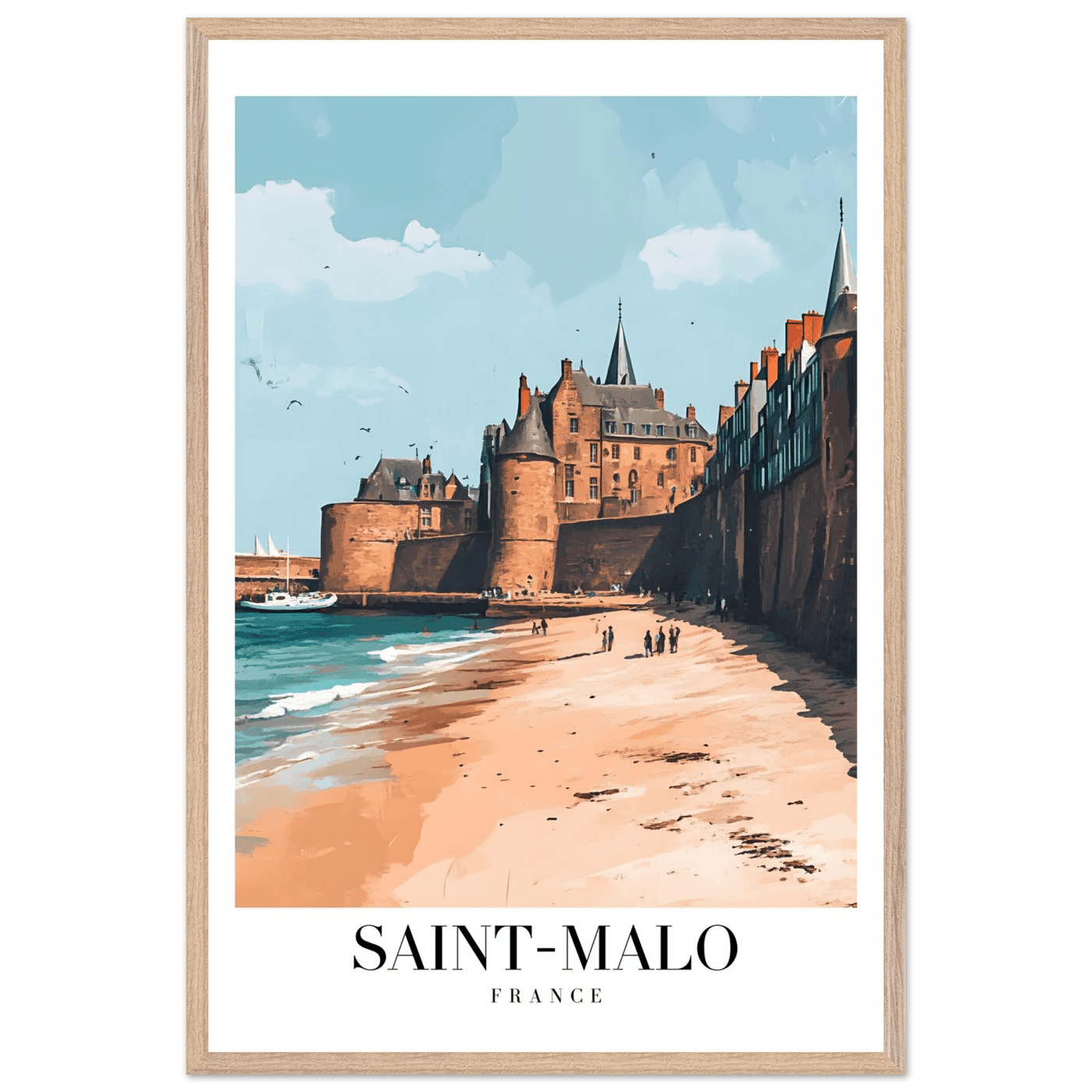 Saint-Malo France Framed Poster – Vintage Coastal Wall Art with Custom Wooden Frame - Vibrantwalls
