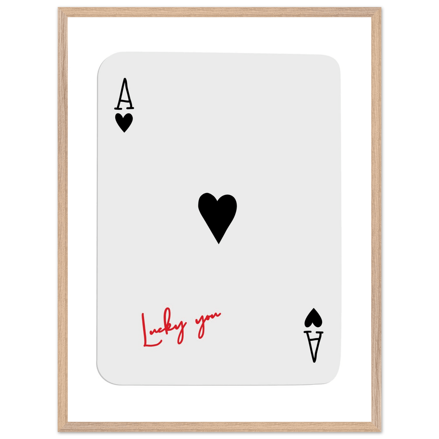 Lucky Ace of Hearts Framed Poster - Modern Poker Card Art, Eco-Friendly Wood Frame in Your Choice of Style - Vibrantwalls
