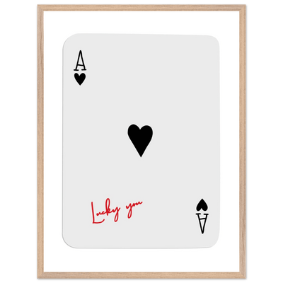 Lucky Ace of Hearts Framed Poster - Modern Poker Card Art, Eco-Friendly Wood Frame in Your Choice of Style - Vibrantwalls