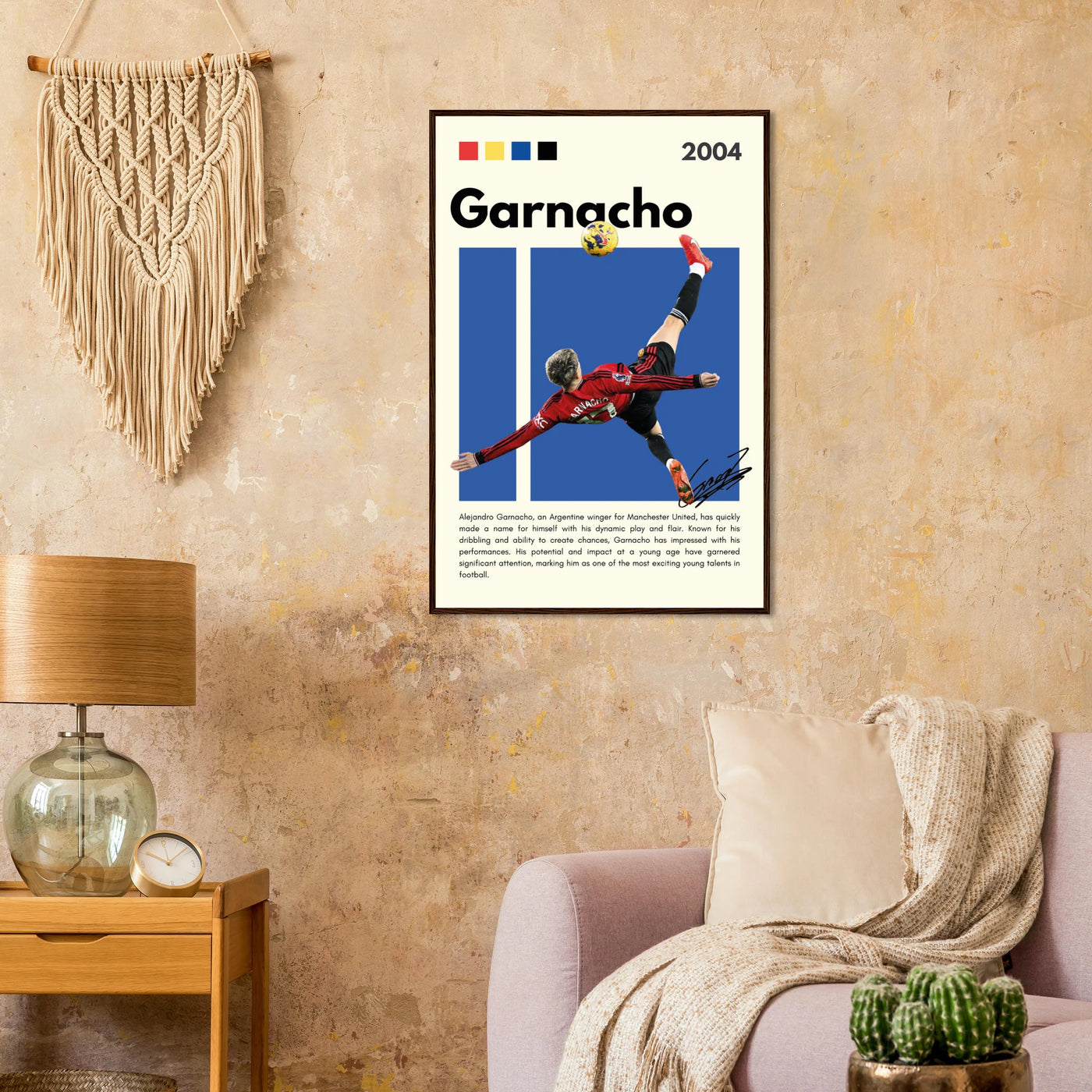 Alejandro Garnacho Manchester United Dynamic Football Poster Vibrantwalls