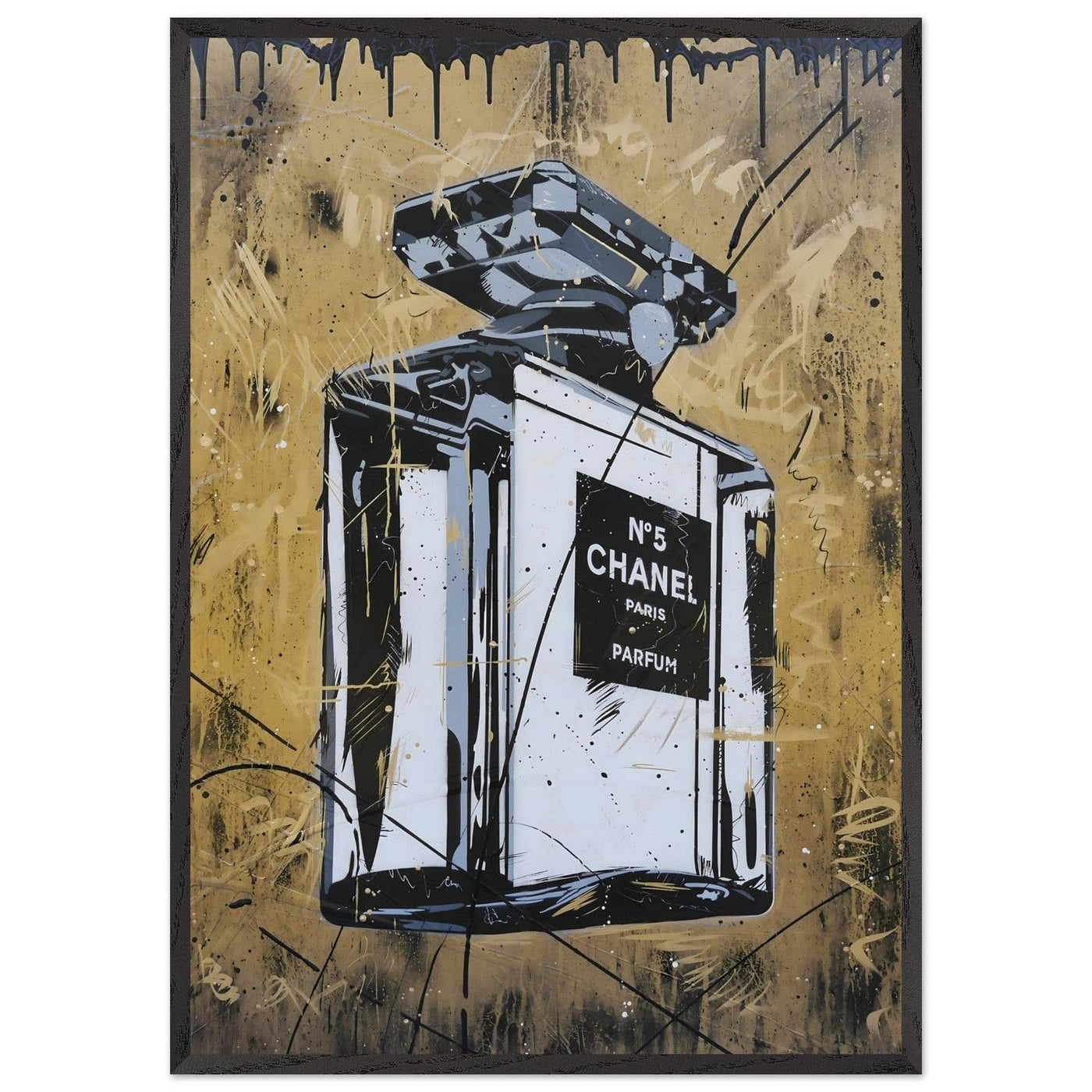 Abstract Chanel N°5 Art Print - Luxury Perfume Wall Art in Premium Mounted Frame - Vibrantwalls