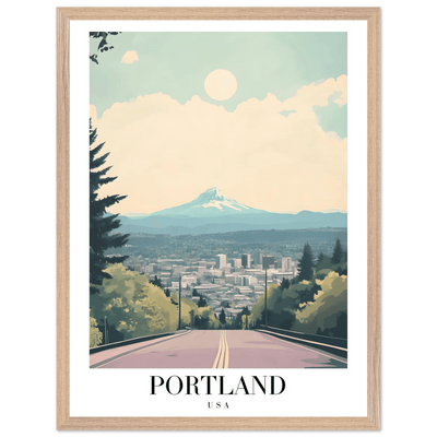 Portland Oregon Framed Poster – Mid-Century Modern Travel Art with Your Choice of Frame - Vibrantwalls