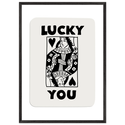 Lucky You Poker Card Queen of Hearts Art Print - Mounted Framed Poster, Eco-Friendly Wood Frame - Vibrantwalls