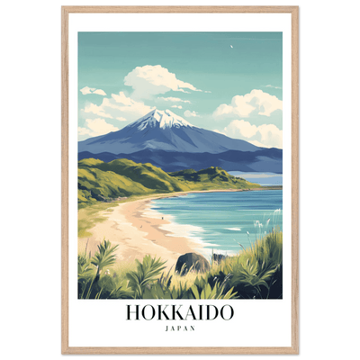 Hokkaido Japan Framed Poster – Vintage Mount Yotei Travel Wall Art with Wooden Frame - Vibrantwalls