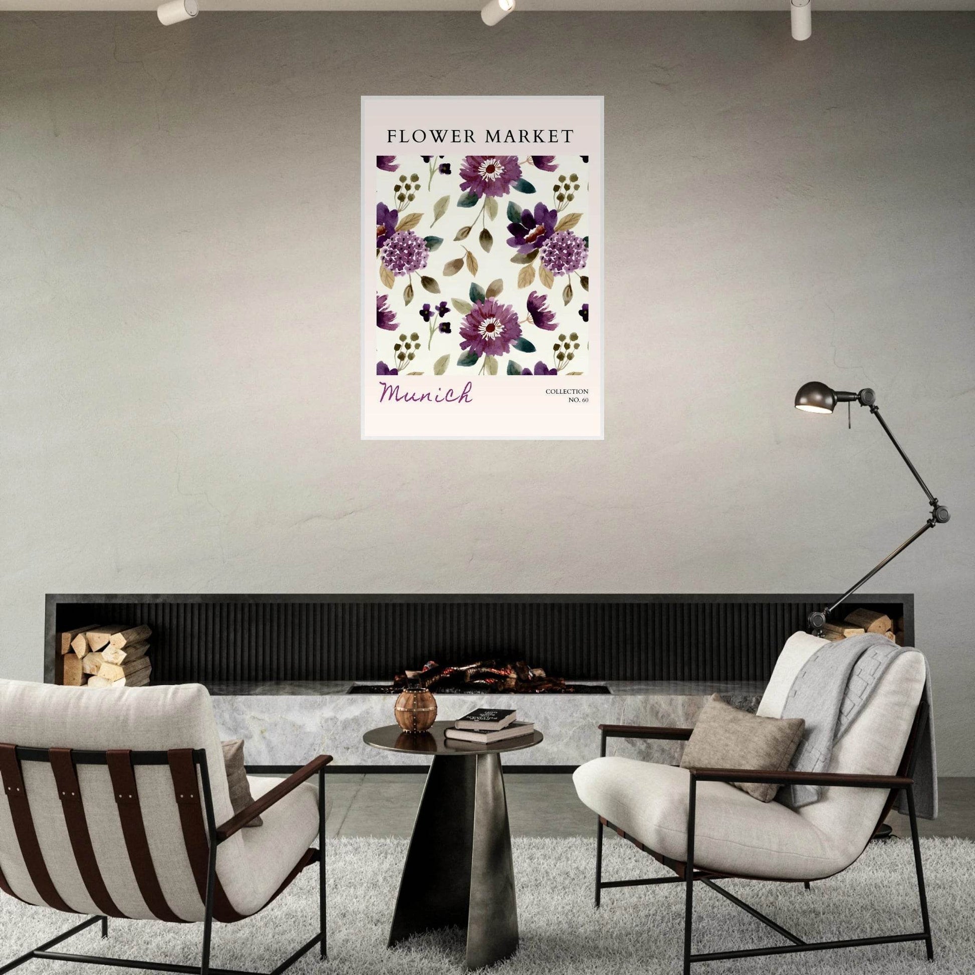 Munich Flower Market Lush Purple Green Botanical - Wall Art - Vibrantwalls