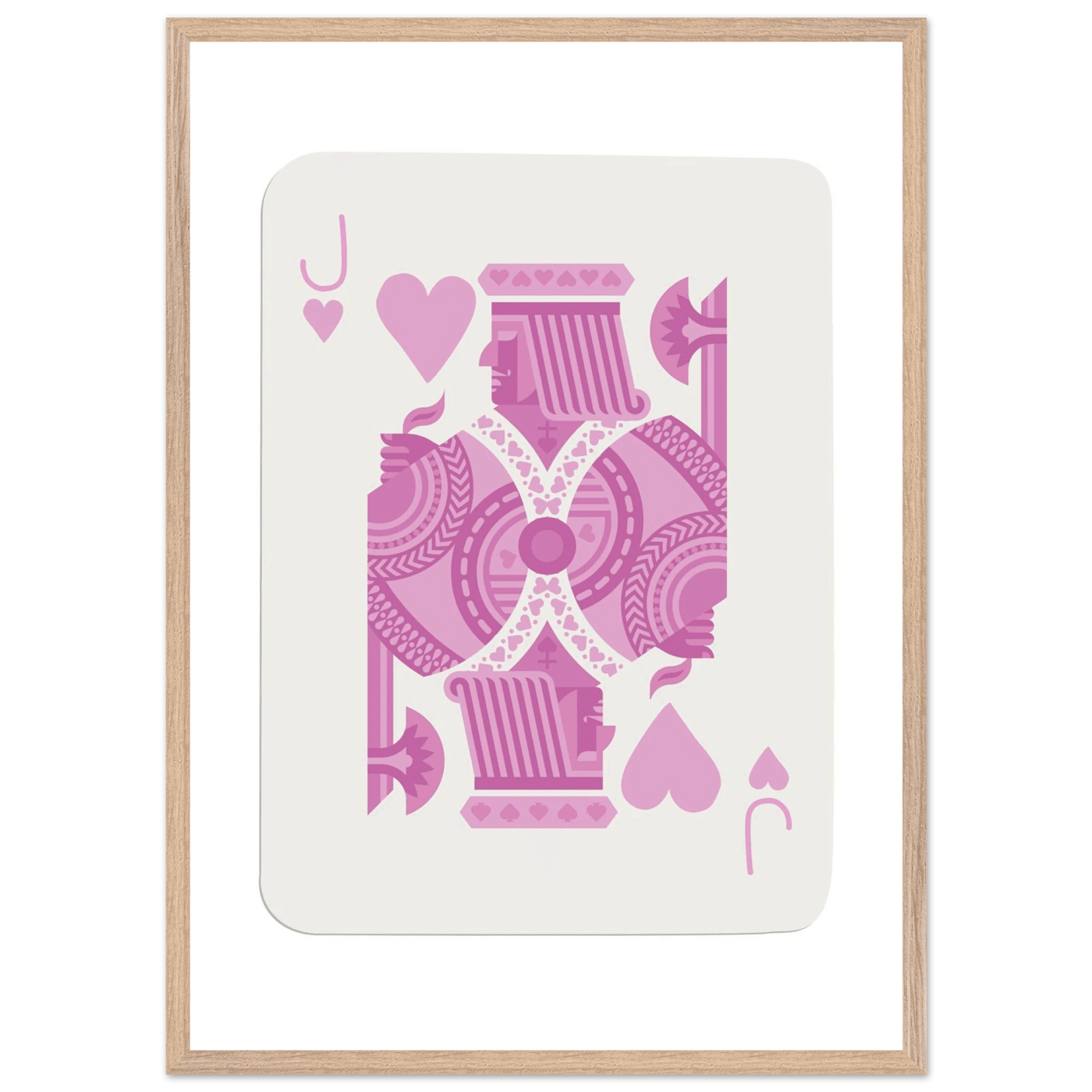 Jack of Hearts Poker Card Print - Eclectic Pink Framed Art - Eco-Friendly Wood Frame, Ready-to-Hang Decor - Vibrantwalls